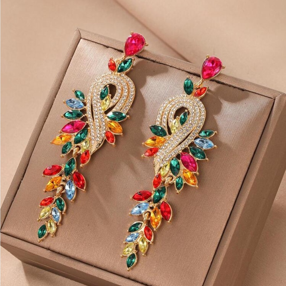 Elegant Multicolor Crystal Drop Earrings